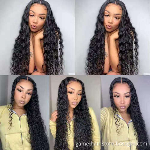 Raw Brazilian Virgin Human Hair Water Wave Glueless Hd Full Lace Front Wig Cheap Transparent Lace Frontal Wig For Black Women